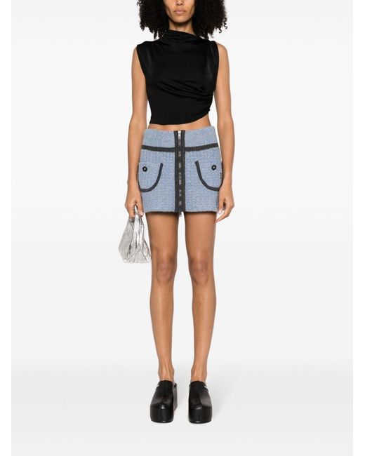Cormio Blue Chunky-Knit Mini Skirt