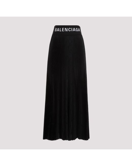Balenciaga Black Logo Pleated Skirt
