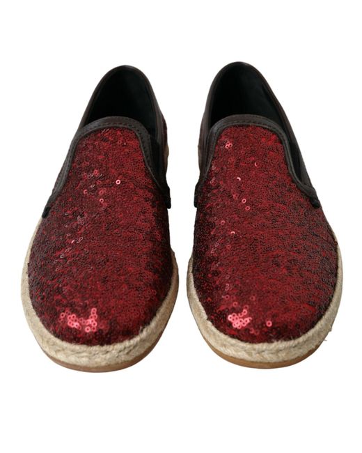 Dolce & Gabbana Red Sequined Loafers Slippers Men Shoes for men