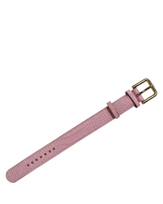 Dolce & Gabbana Pink Embossed Leather Gold Buckle Belt Strap Bracelet