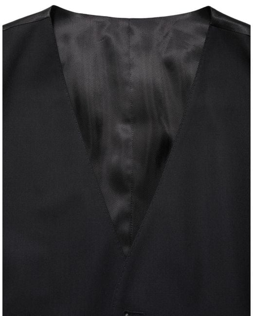 Dolce & Gabbana Black Wool Single Breasted Waistcoat Vest for men