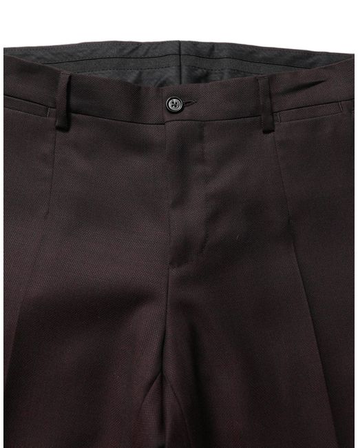 Dolce & Gabbana Black Brown Straight Leg Dress Silk Trousers Pants