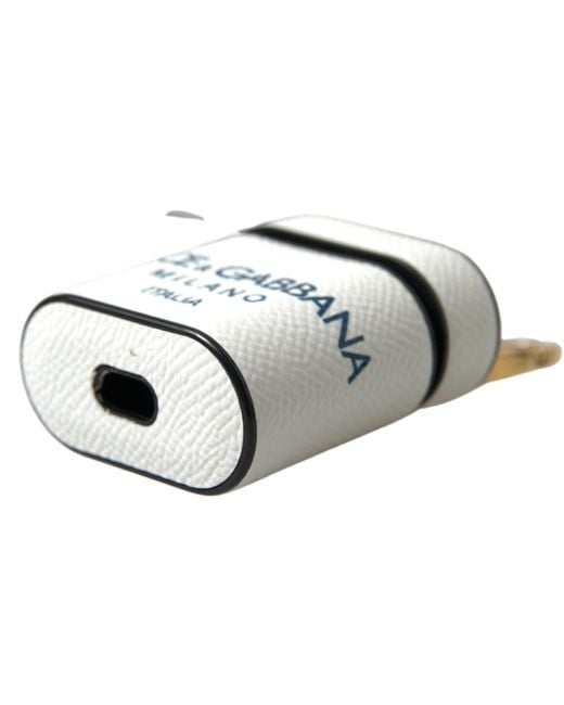 Dolce & Gabbana White Elegant Leather Airpods Case