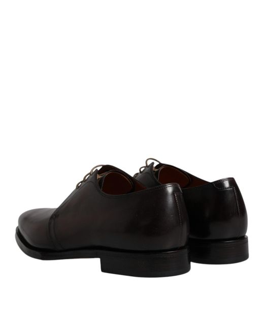 Dolce & Gabbana Brown Leather Lace Up Derby Formal Shoes for men