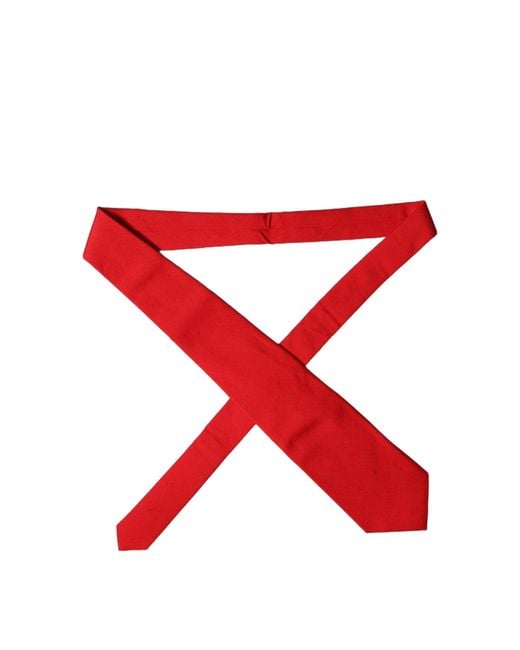 Dolce & Gabbana Red Solid Silk Cotton Adjustable Neckwomen's Tie