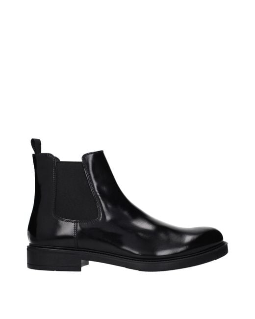 Prada Black Leather Ankle Boots for men