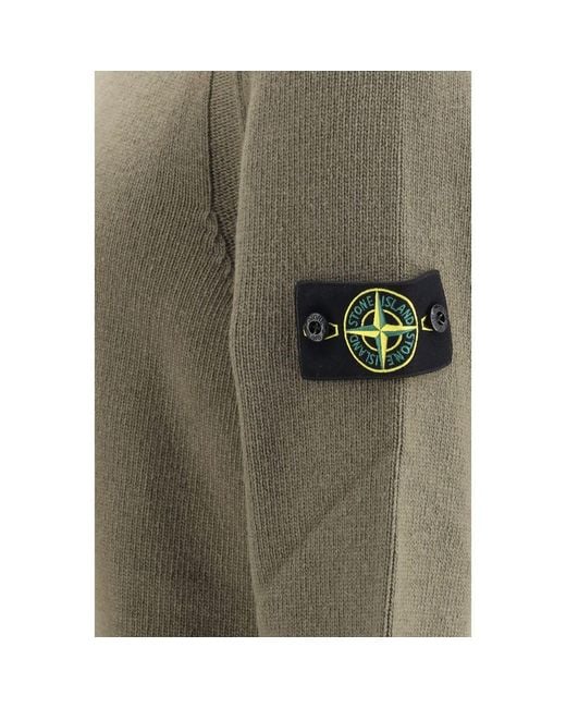 Stone Island Green Bicolor Cotton Sweatshirt for men