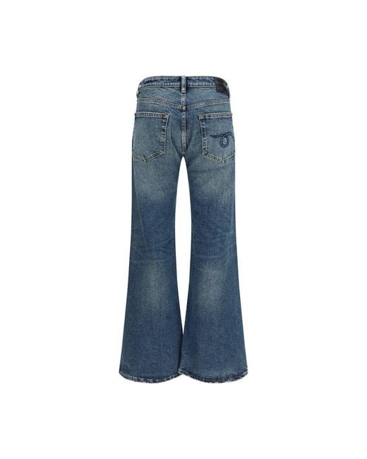 R13 Blue Cotton Flared Jeans