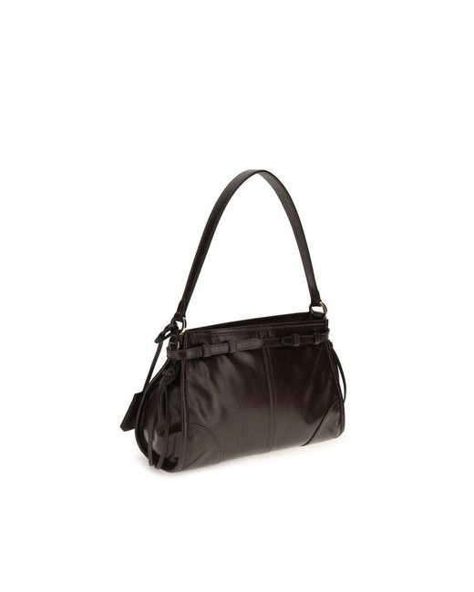 Prada Black Brown Calf Leather Bos Taurus Handbag