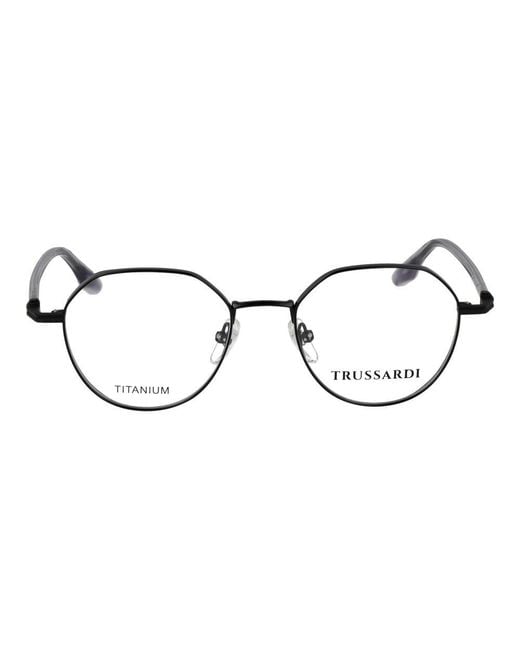 Trussardi Metallic Black Titanium Glasses (frames) for men