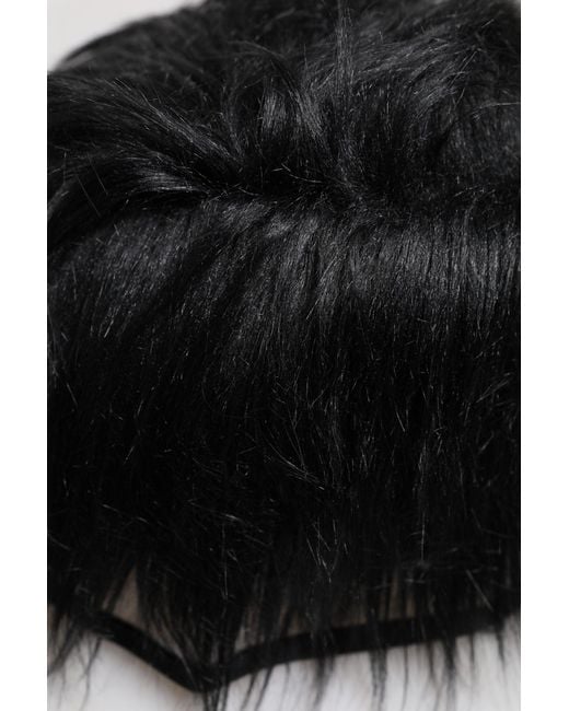 Dolce & Gabbana Black Faux Fur Bucket Hat for men