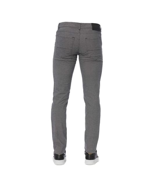 Trussardi Gray Elegant Cotton Blend Pants for men