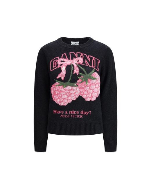 Ganni Black Gray Polyamide Sweatshirt