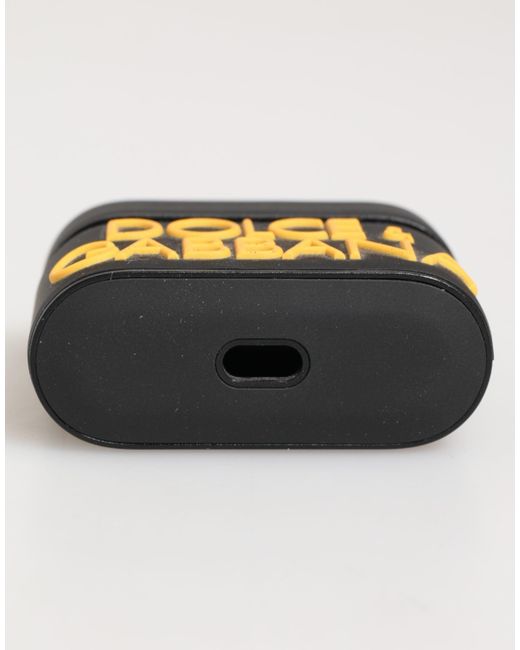 Dolce & Gabbana Black Rubber Logo Embossed Accessory Airpods Case
