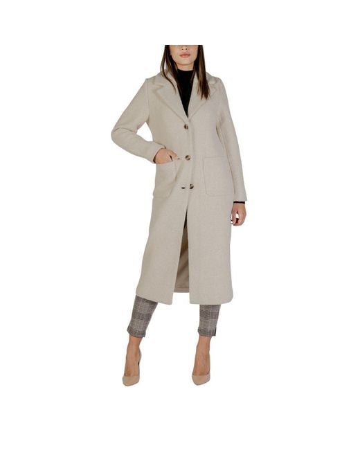 Ichi Gray Cream Wool Coat