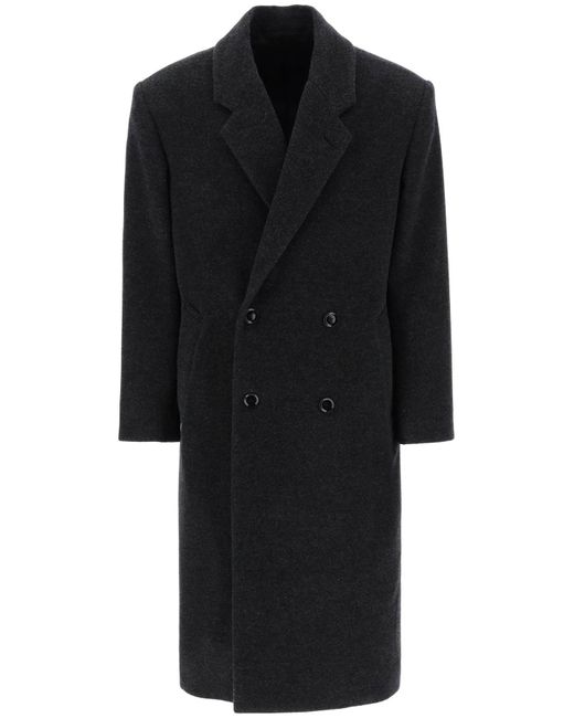 Lemaire Black Midi Coat In Wool for men