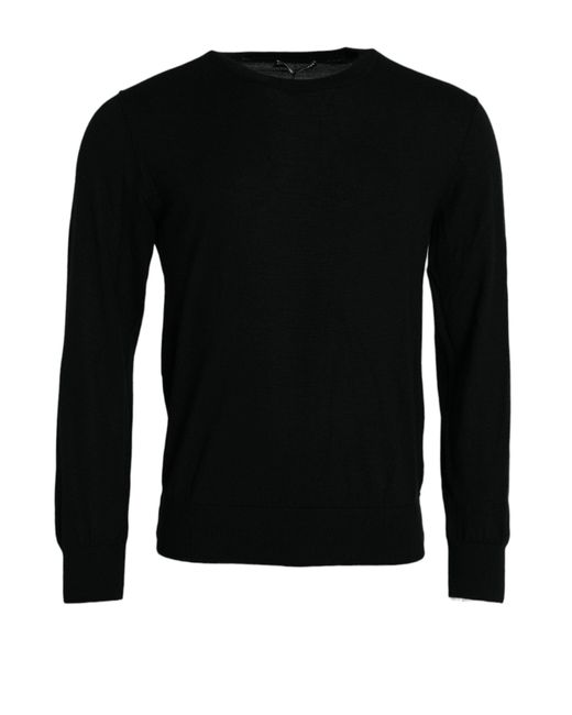Dolce & Gabbana Black Cashmere Crew Neck Pullover Sweater for men