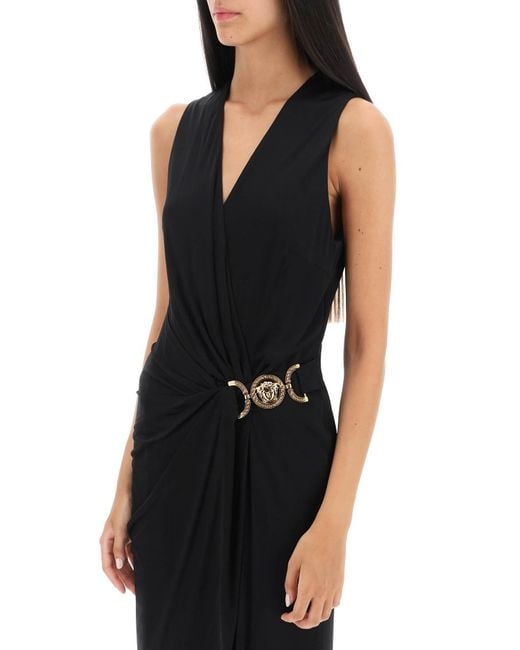 Versace Black Short Jersey Draped Dress