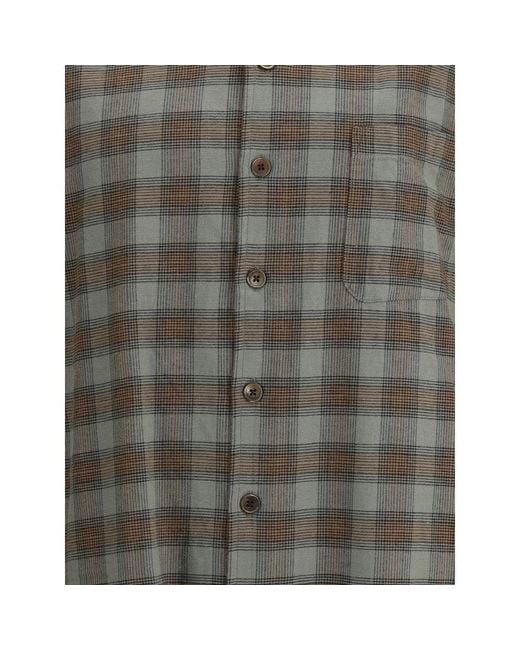 Our Legacy Gray Flannel Check Borrowed Shirt for men