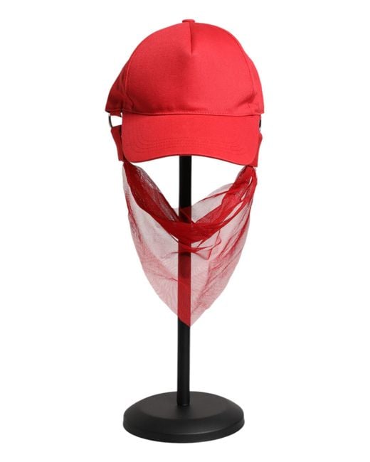 Dolce & Gabbana Red Cotton 6 Panels Baseball Cap