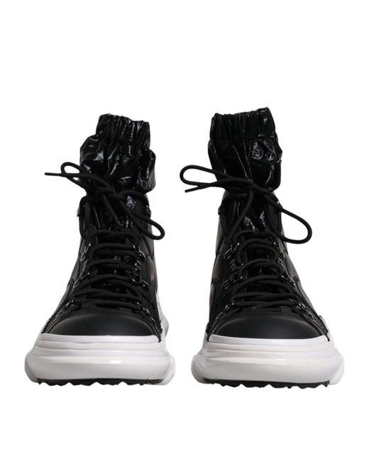 Dolce & Gabbana Black Nylon Galileo High Top Sneakers Shoes for men