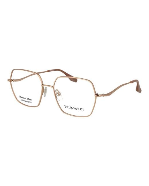 Trussardi Metallic Rose Gold Stainless Steel Glasses (frames)