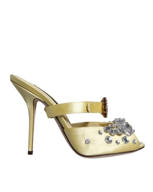 Dolce & Gabbana Metallic Mary Janes Satin Crystal Sandals Shoes