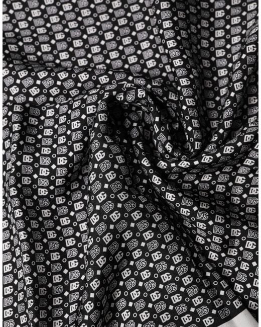 Dolce & Gabbana Gray Patterned Square Foulard Scarf for men