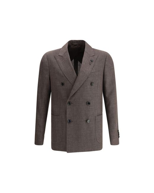 Lardini Gray Blazer Jacket With Iconic Pin for men