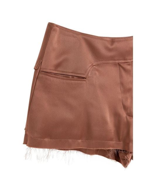 Tom Ford Brown Silk Frayed Hem Highwaisted Shorts
