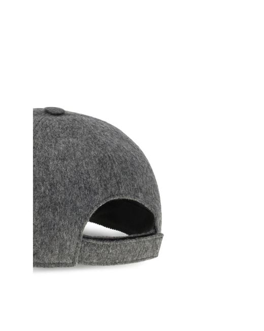 Fendi Gray Wool Baseball Hat for men