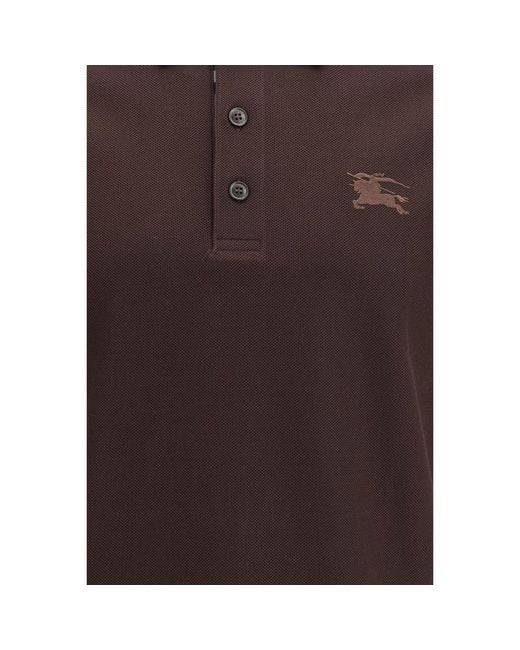 Burberry Brown Cotton Polo Shirt for men