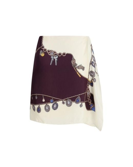 Versace Purple Bordeaux Silk Mini Skirt