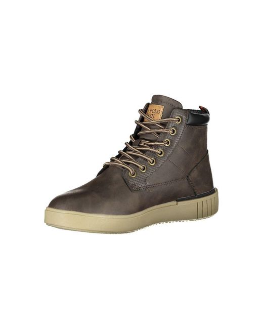 U.S. POLO ASSN. Brown Elegant Ankle Boots With Iconic Logo Detail for men
