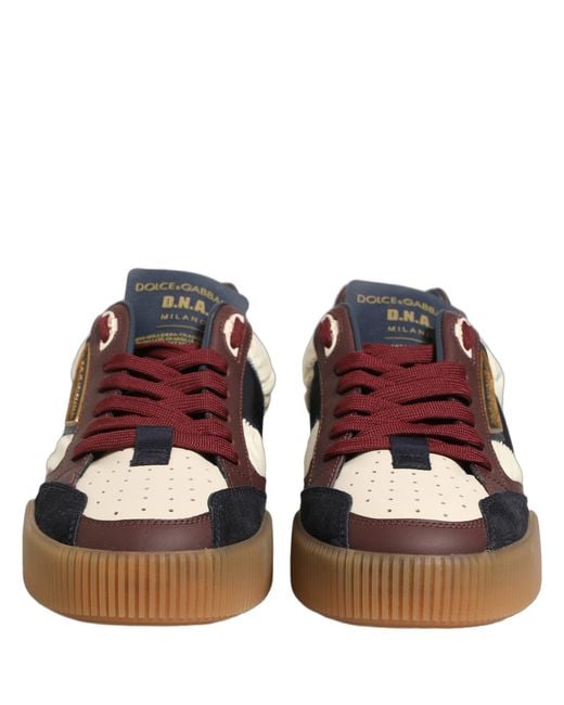 Dolce & Gabbana Red Multicolor Leather Miami Low Top Men Sneakers Shoes for men