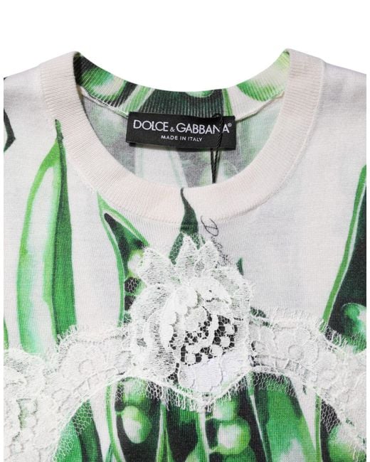 Dolce & Gabbana White Green Pea Print Sleeveless Blouse Top for men