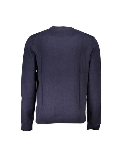 Napapijri Blue Classic Crew Neck Cotton Sweater for men