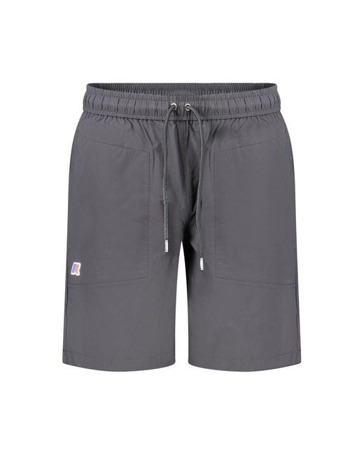 K-Way Gray Black Elastane Pant - S for men