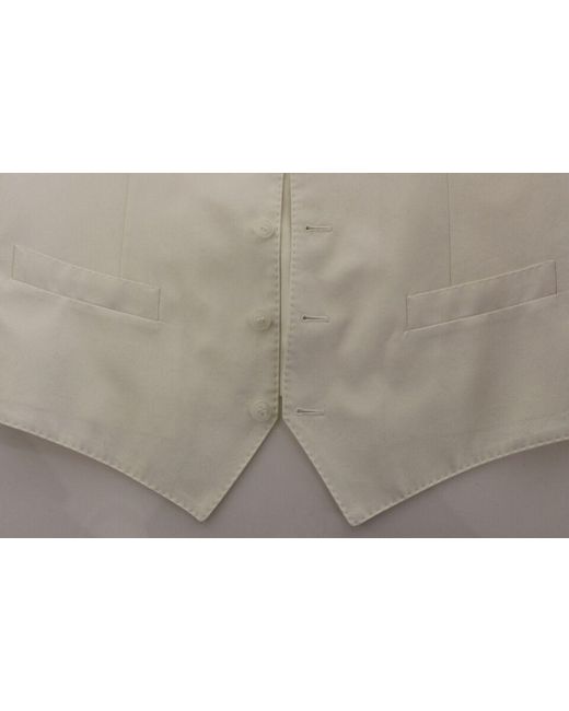 Dolce & Gabbana White Cotton Silk Blend Dress Vest Blazer for men