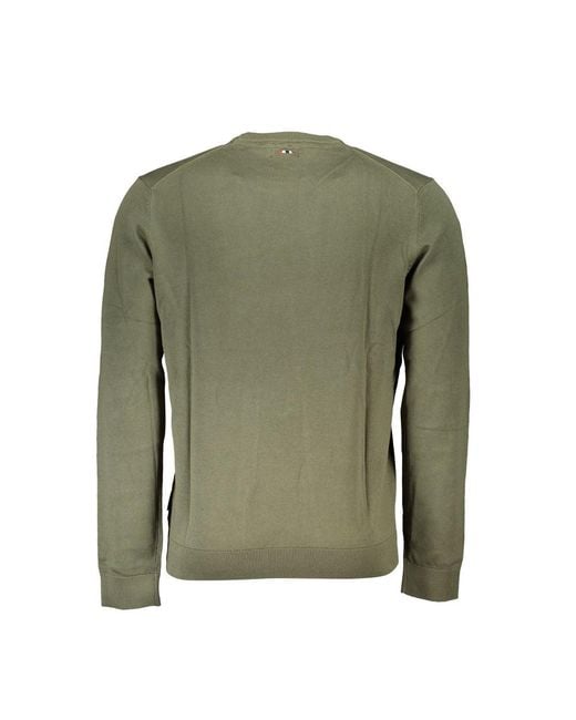 Napapijri Green Classic Crew Neck Cotton Sweater for men