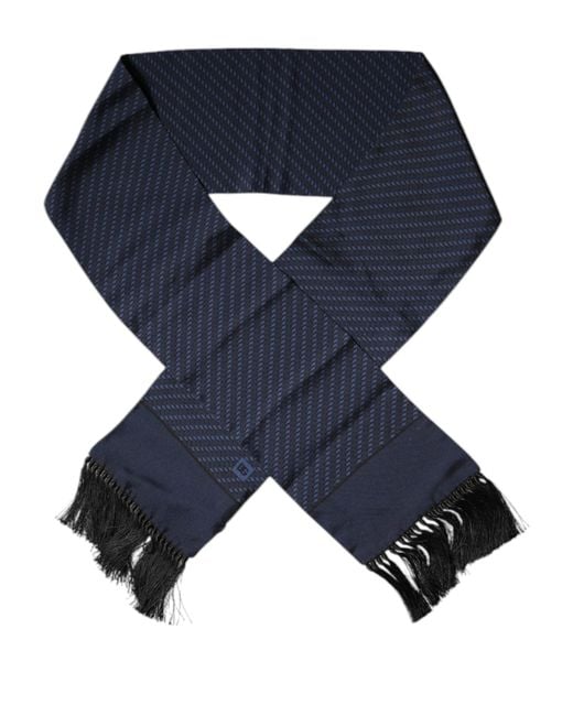 Dolce & Gabbana Blue Dark Fantasy Fringes Neck Wrap Scarf for men