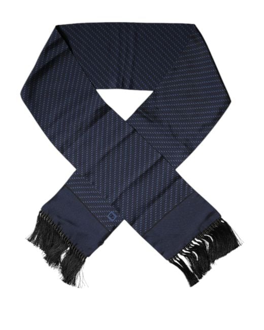 Dolce & Gabbana Blue Dark Fantasy Fringes Neck Wrap Scarf for men
