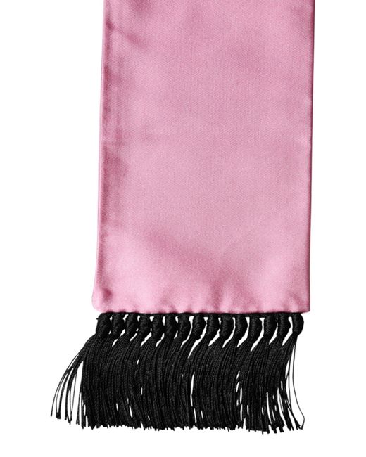 Dolce & Gabbana Pink Silk Fringes Neck Wrap Foulard Scarf for men