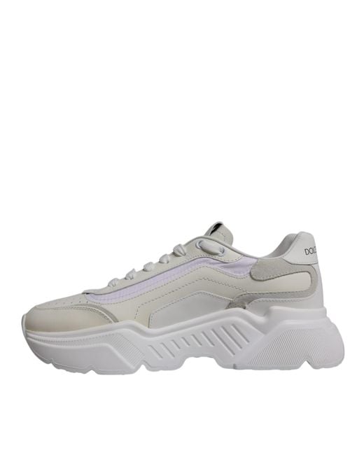 Dolce & Gabbana Gray White Daymaster Low Top Sneakers Shoes for men