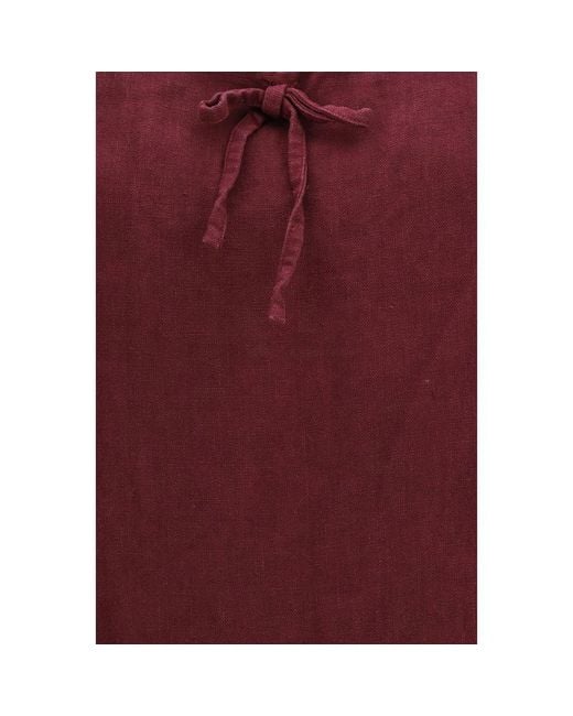 Miu Miu Red Bordeaux Linen Casual Dress