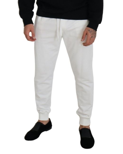 Dolce & Gabbana White Elegant Cotton Sweatpants for men