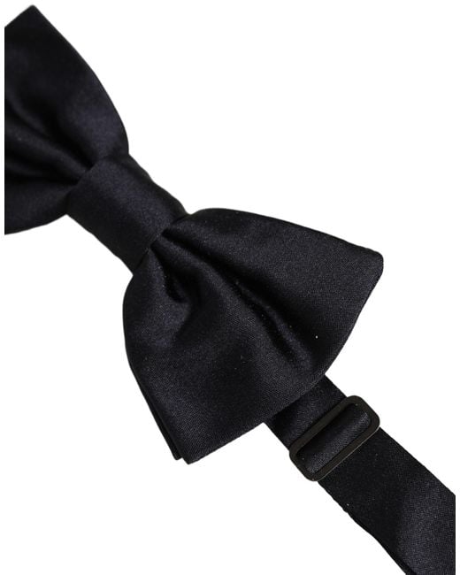 Dolce & Gabbana Black Silk Adjustable Neck Papillon Bow Tie for men