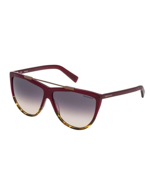Trussardi Brown Red Acetate Sunglasses