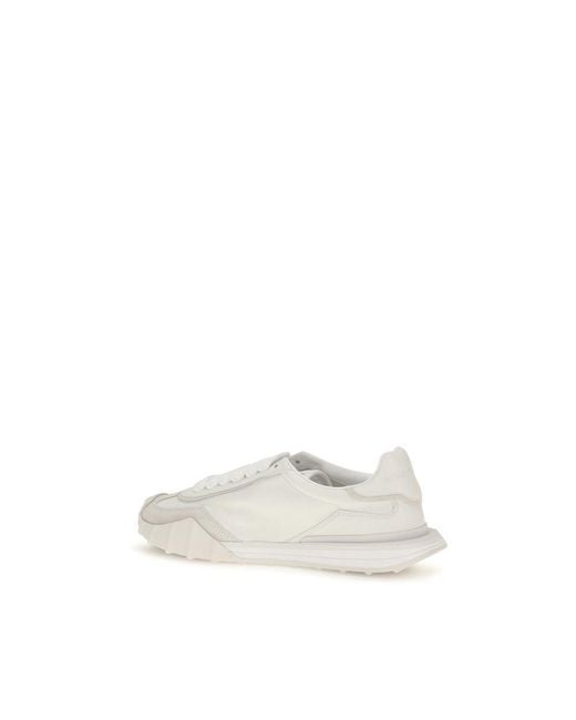 Dolce & Gabbana White Calf Leather Bos Taurus Athletic Sneakers for men