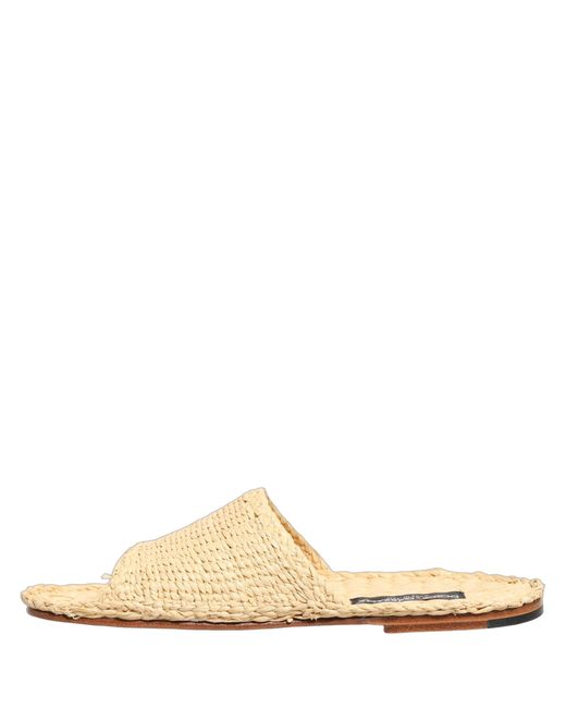 Dolce & Gabbana Natural Beige Straw Raffia Slides Sandals Flats Shoes for men